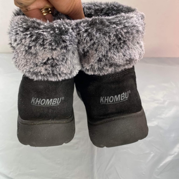 Khombu Jessica Womens Boots Winter Faux Fur Leather Ankle Booties Black Size 7M - Picture 5 of 12